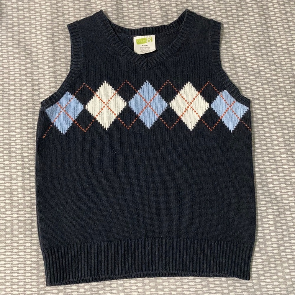 Navy blue argyle sweater vest
